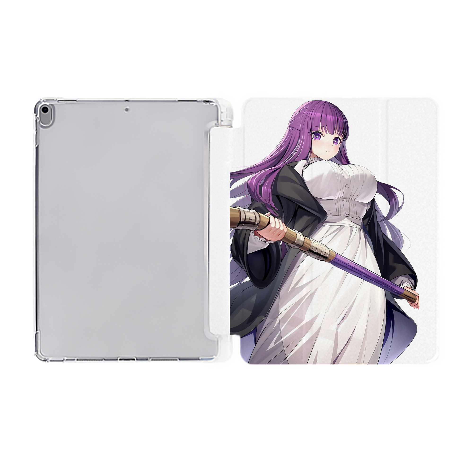 （画像用） 葬送のフリーレン Frieren IPad ケース ペン収納付き 三つ折りスタンド PUレザー×シリコン 対応機種9.5/10.5/10.9インチ